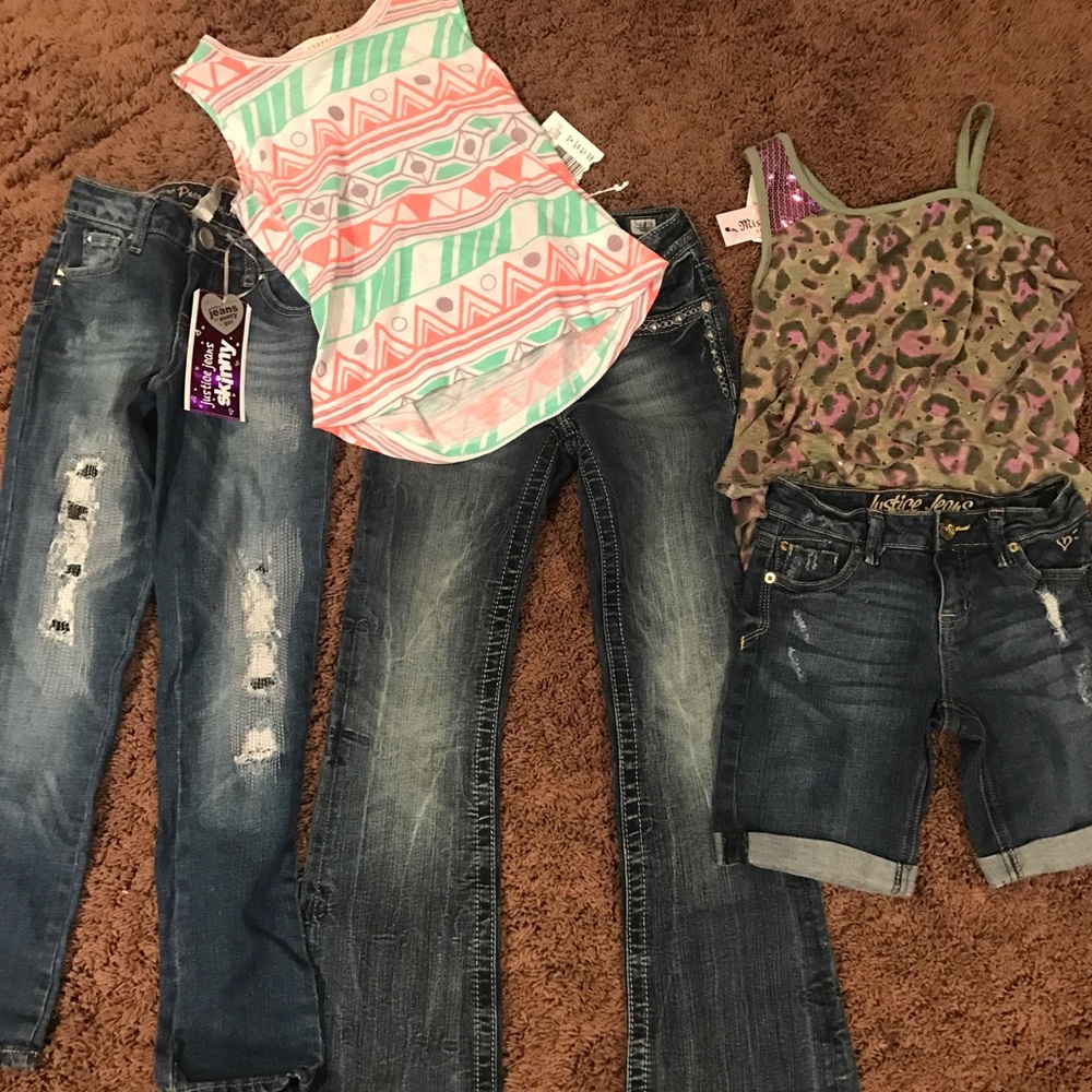 New! Girl's Miss Me jeans and Justice Tops!
